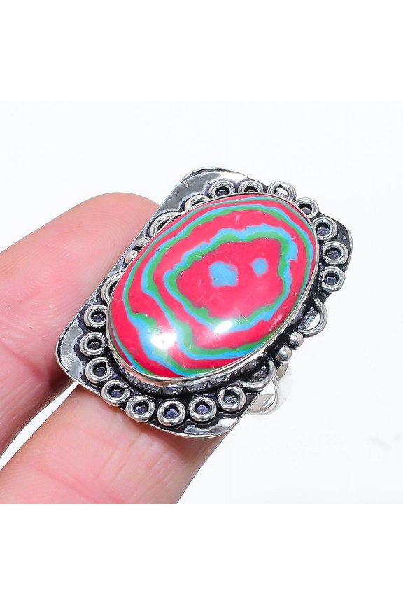 Natural Calsilica Gemstone Handmade 925 Sterling Silver Ring Size 10