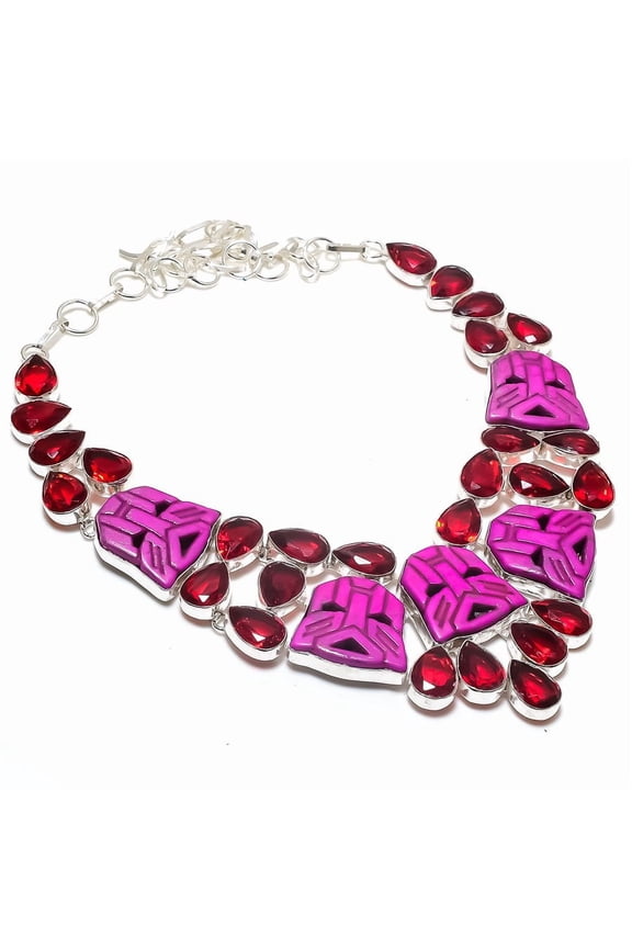 Natural Cameo, Garnet Gemstone 925 Sterling Silver Jewelry Necklace 18"