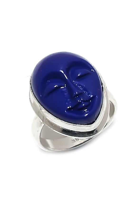 Natural Cameo Gemstone Handmade 925 Sterling Silver Jewelry Ring Size 7.5