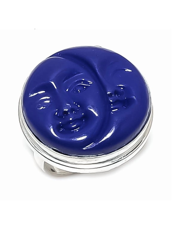 Natural Cameo Moonface Gemstone 925 Sterling Silver Jewelry Ring Size 8