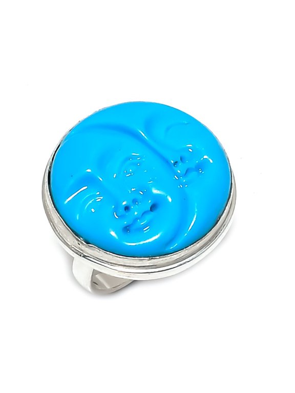 Natural Cameo Moonface Gemstone 925 Sterling Silver Jewelry Ring Size 8