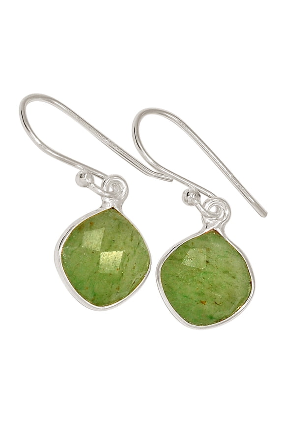 Natural Canadian Nephrite Jade 925 Sterling Silver Earrings Jewelry ALLE-17013