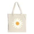 thumbnail image 1 of Natural Canvas Tote Bag with Single Daisy Design - White Petals & Yellow - Orange Center Perfect for Shopping Travel & Parties, 1 of 4