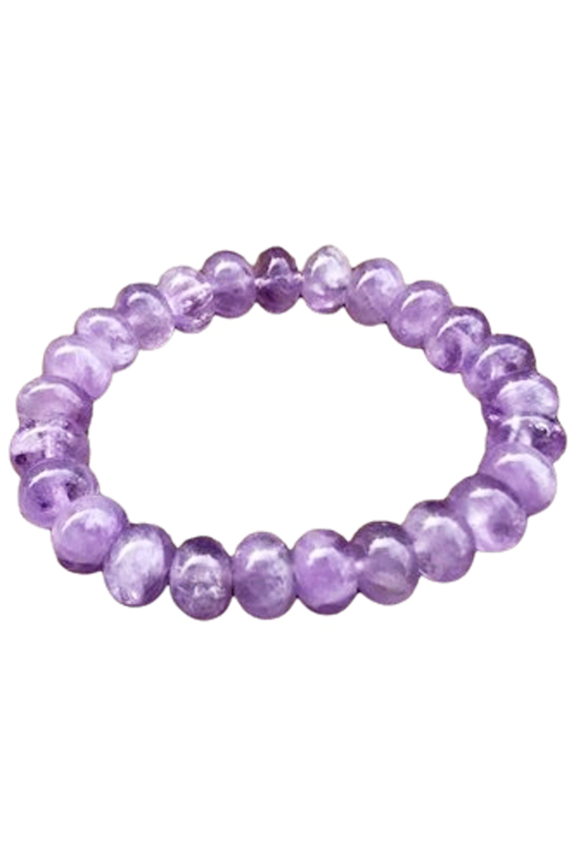 Natural Cape Amethyst 10mm Rondelle Shape Smooth Cut Beads Stretchable Bracelet for Men & Women.