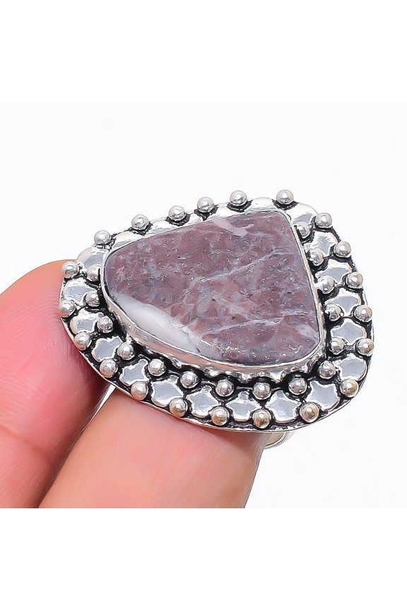Natural Cappuccino Jasper 925 Sterling Silver Jewelry Ring Size 8.5