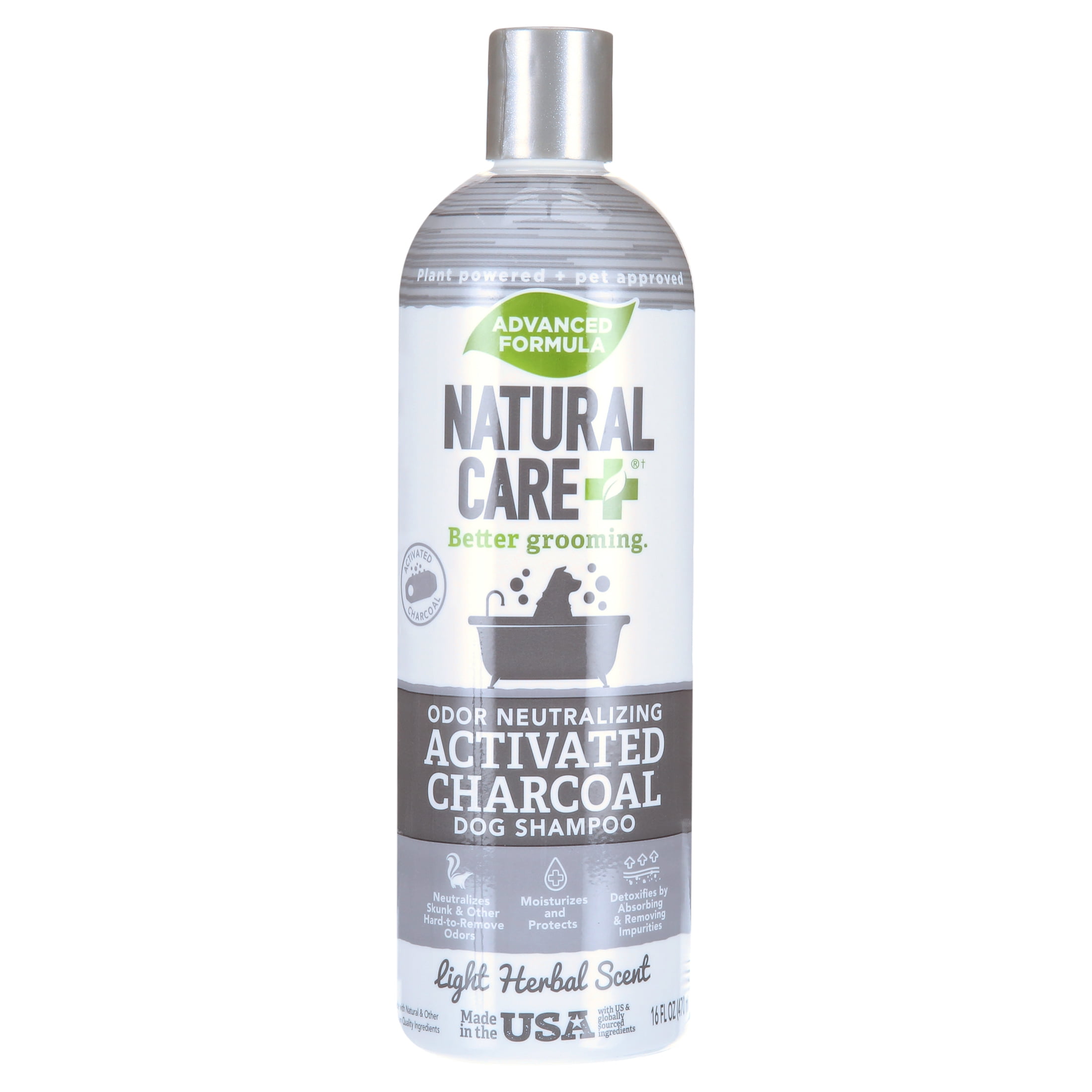 Natural Care Advanced Formula Odor Neutralizing Activated Charcoal Dog Shampoo - Light Herbal Scent - 16 oz.