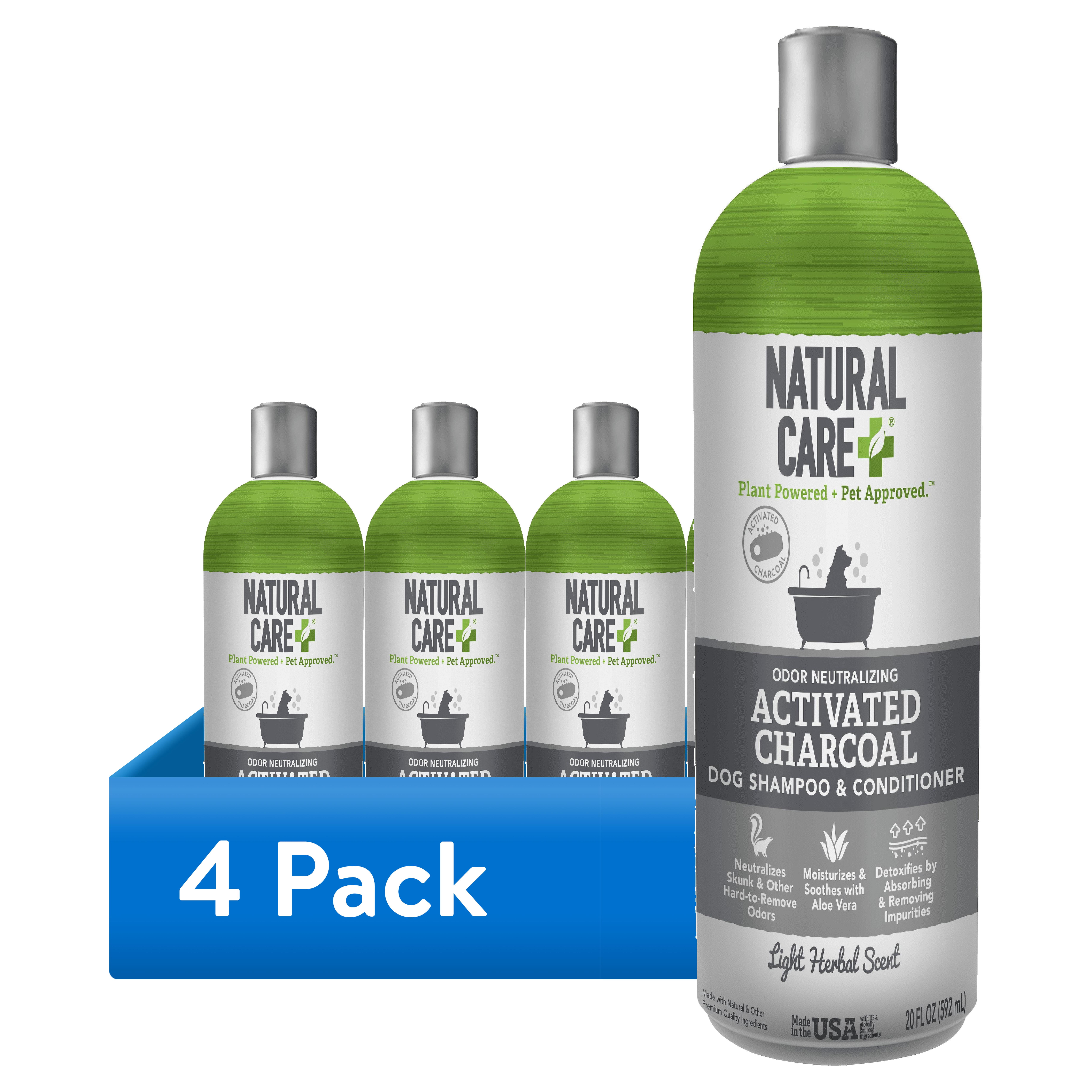 (4 pack) Natural Care Charcoal Shampoo for Dogs - Light Herbal Scent- 20oz.