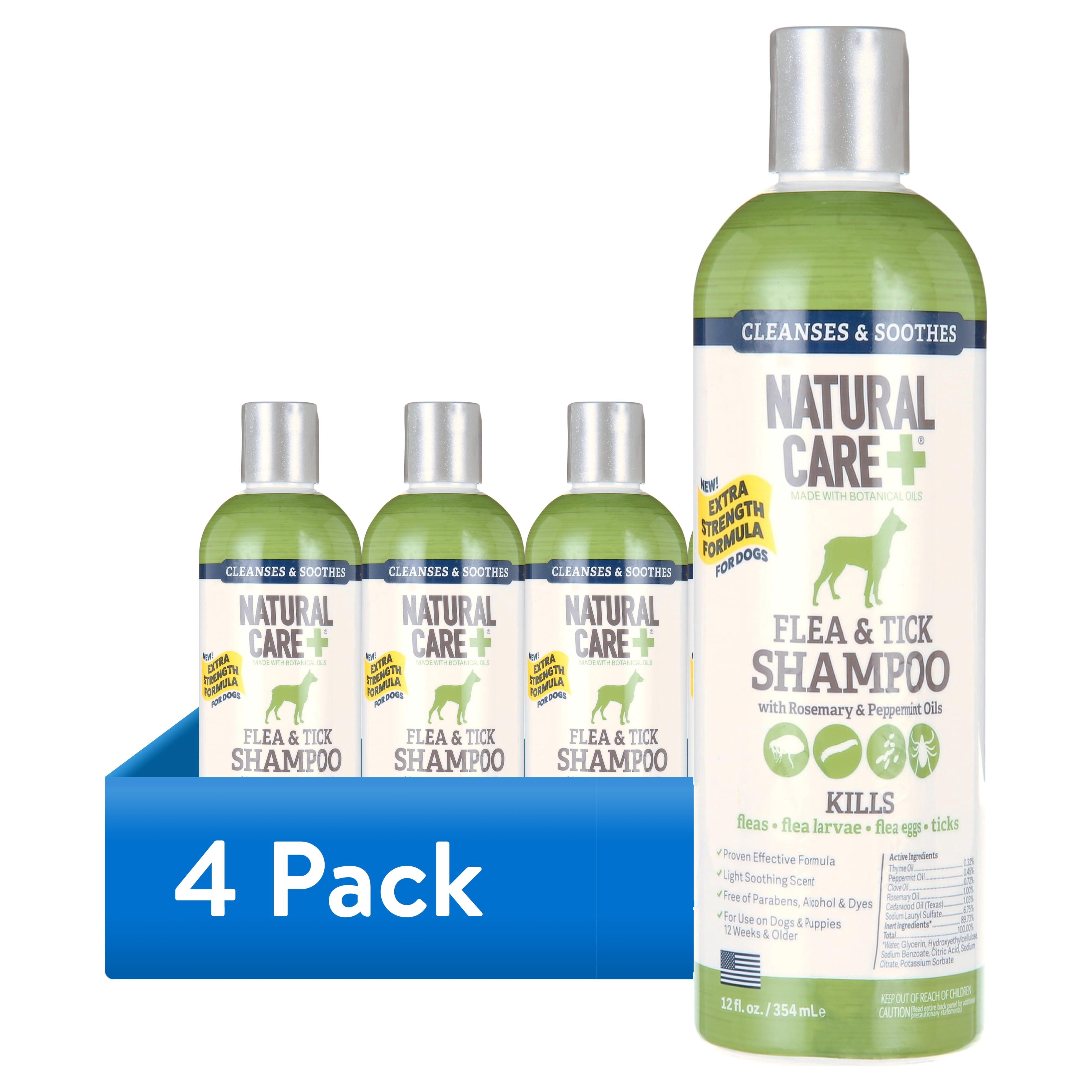 (4 pack) Natural Care Flea & Tick Dog Shampoo with Peppermint Scent, 12 FL OZ