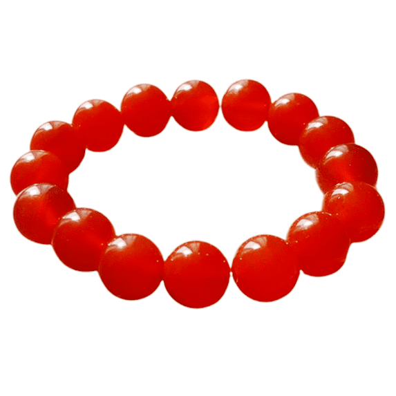 Natural Carnelian 12mm Round Shape Smooth Cut Beads Stretchable Bracelet for Men & Women.