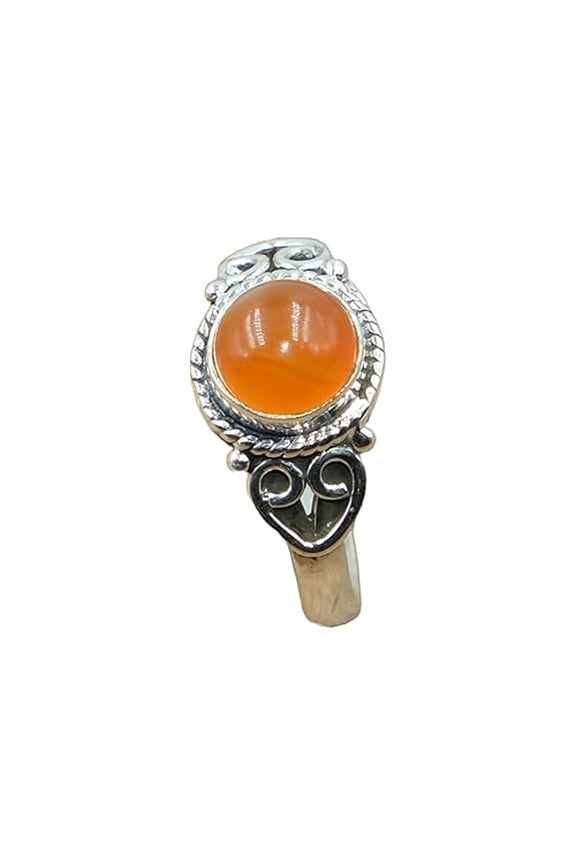 Natural Carnelian 925 Sterling Silver Handmade Wedding Engagement Ring Gift Jewelry