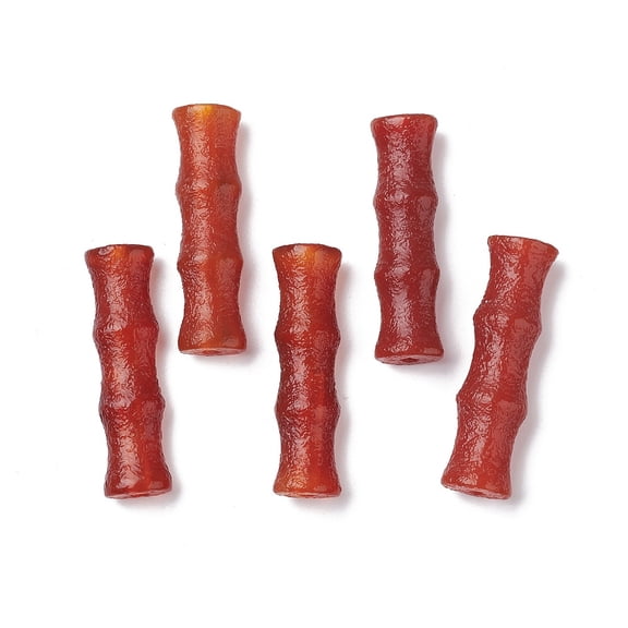 Natural Carnelian Beads Dyed Heated Bamboo FireBrick 40x11x7.5mm Hole: 2.5mm