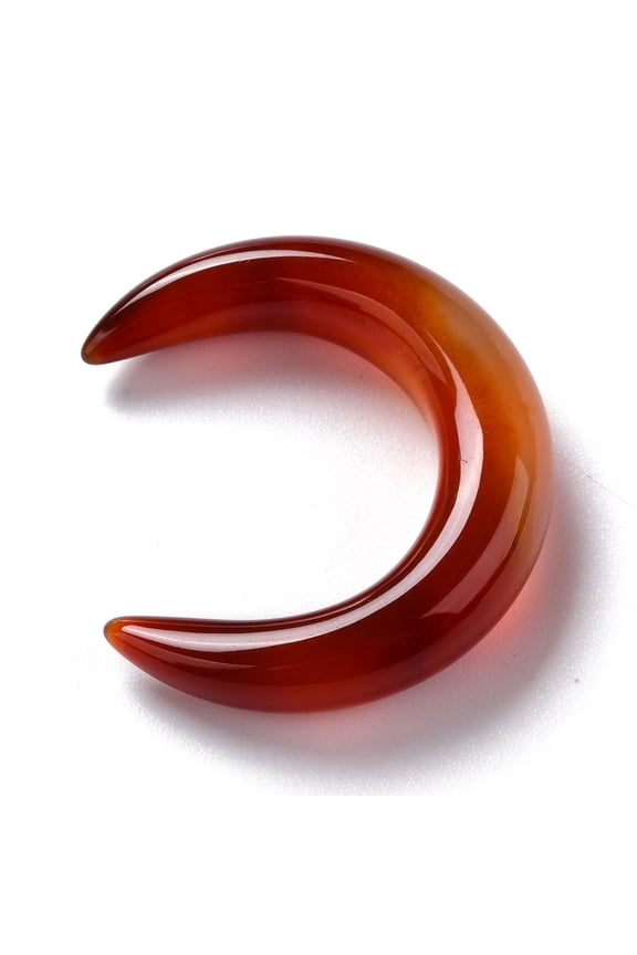 Natural Carnelian Beads No Hole for Wire Wrapped Pendant Making Double Horn/Crescent Moon Dyed & Heated Grade AB 31x28x6.5mm