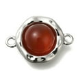 thumbnail image 1 of Natural Carnelian(Dyed & Heated) Flat Round Links Connector Charms with Textured Brass Findings Platinum 18.5x13x5.5mm Hole: 1.6mm DIY, 1 of 3