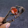 thumbnail image 1 of Natural Carnelian Gemstone Handmade Copper Wire Wrap Cuff Bangle Adjustable, 1 of 4