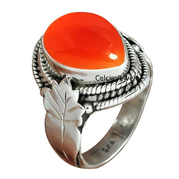 Natural Carnelian Gemstone Women Ring, Pure 925 Sterling Silver Beautiful Handcrafted Jewelry For Women, Delicate Ring, Organic Ring, Statement Ring