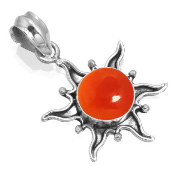 Natural Carnelian Pendant 925 Sterling Silver Handmade Jewelry