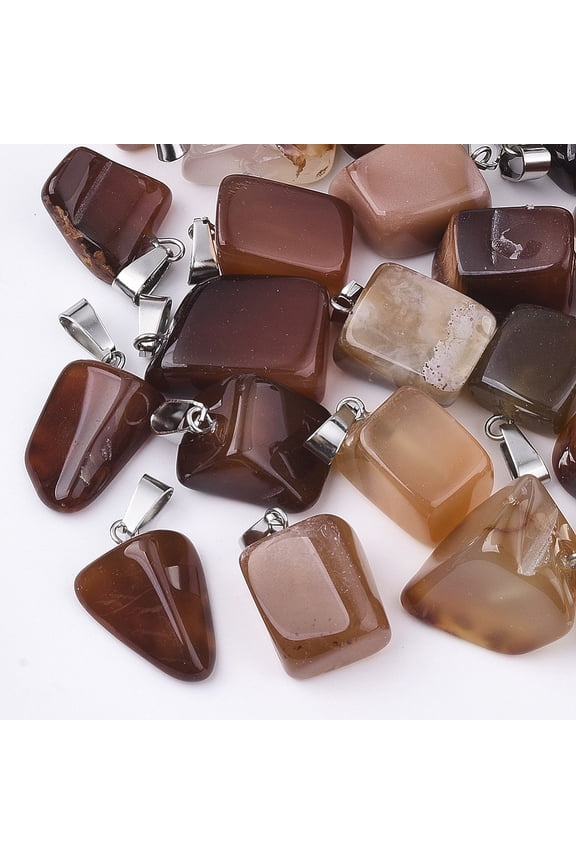 Natural Carnelian//Red Agate Pendants with Stainless Steel Snap On Bails 15-35x10-20x5-15mm Hole: 3x7.5mm