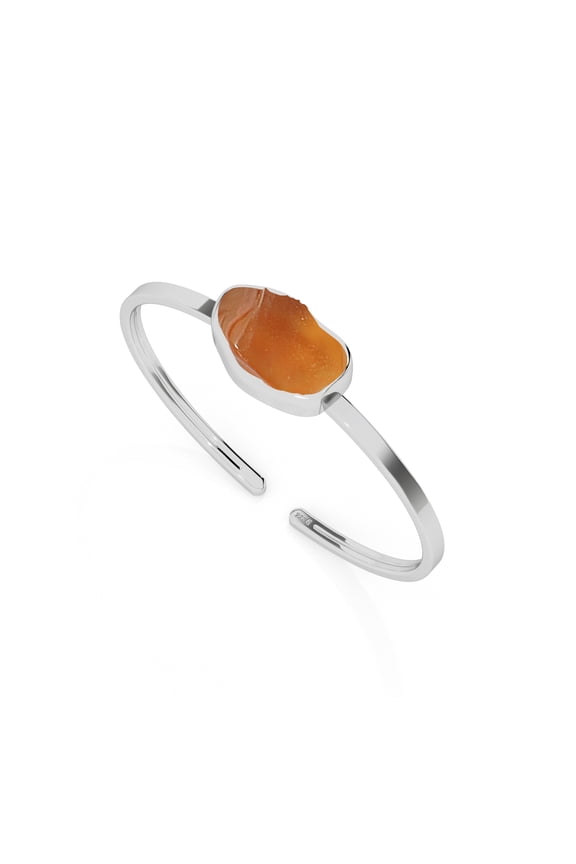 Natural Carnelian Rough Shape Twister Bangle Bracelet in Sterling Silver for Women, July Birthstone Jewelry for Her Birthday, Wedding Anniversary, Christmas, Mothers Day