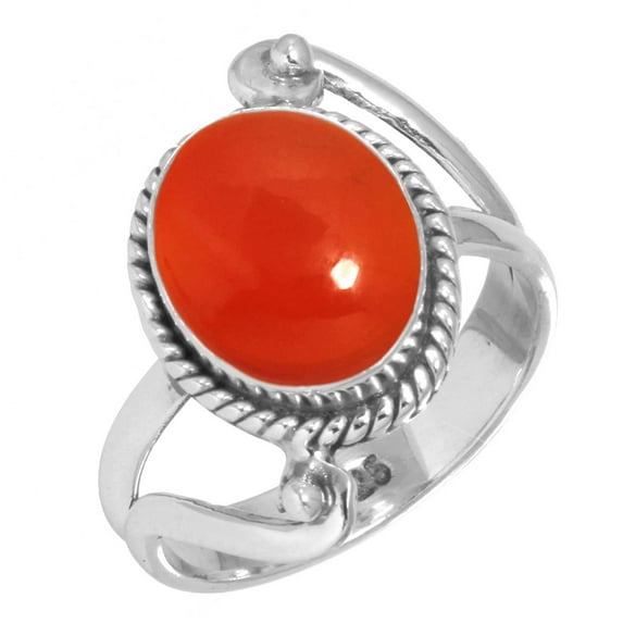 Natural Carnelian Women Jewelry 925 Sterling Silver Ring