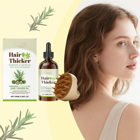 Natural Castor Hair Oil, Rosemary Castor Oil, Castor Oil Hair Care Essence for Daily Use, Improves Hair Roughness & Restores Shine, Hair Treatment for Frizzy Damaged Hair, 3.38 Fl Oz