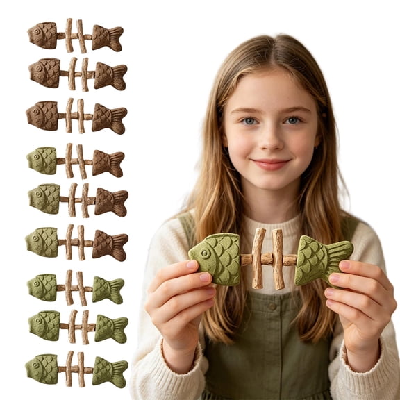 Natural Cat Chew Toy, Fish Bone Shape with Catnip and Silvervine, Wooden Dental Care Stick for Teeth Cleaning, Interactive Play for Indoor Cats, 1 or 3 Pc
