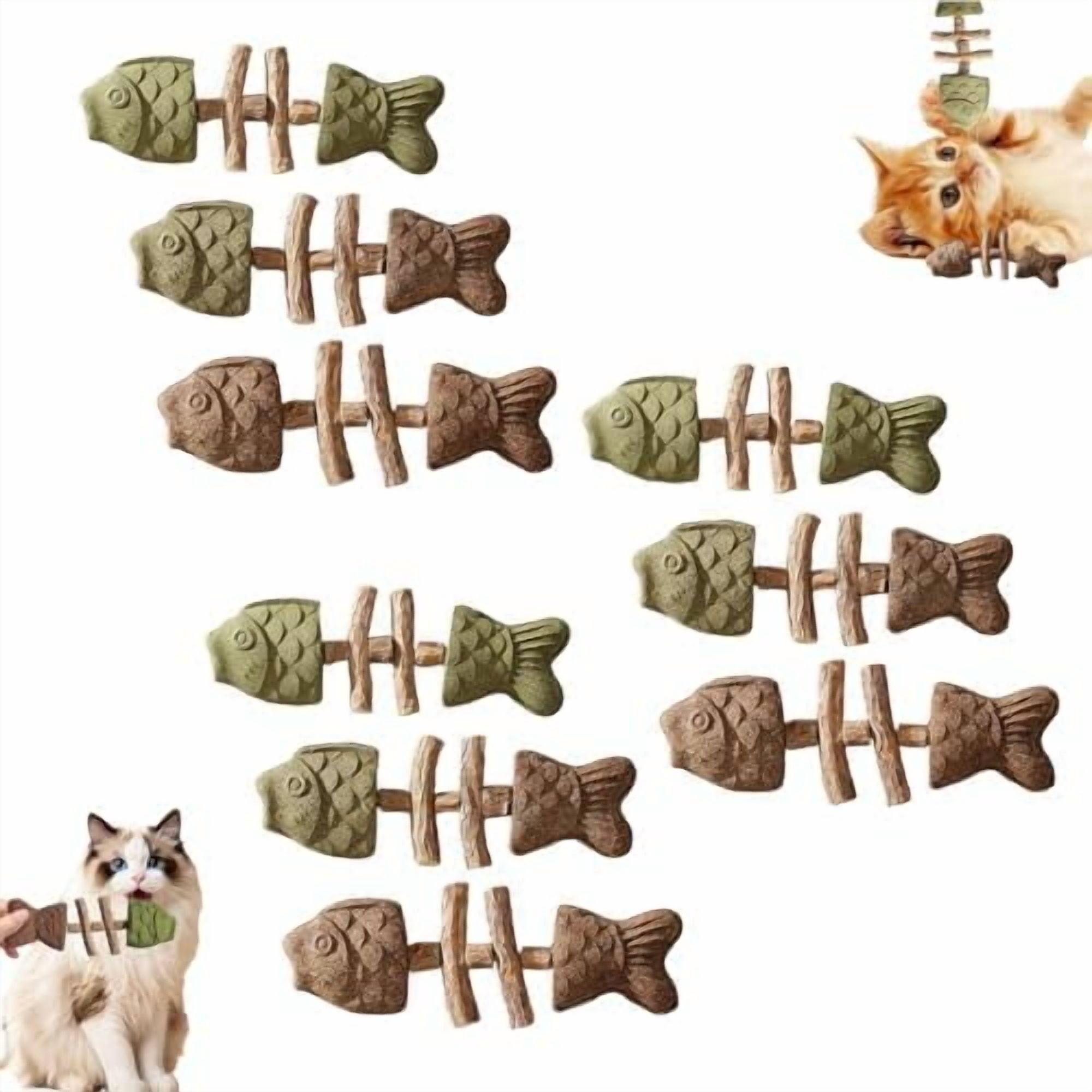 Natural Cat Dental Toy, Fix Your Cat’s Dental Health, Natural Fishbone Cats Dentals Toy, Interactive Kitten Chew Playthings, Pets Cat Chew Stick Toys, for Cats Teeth Cleaning