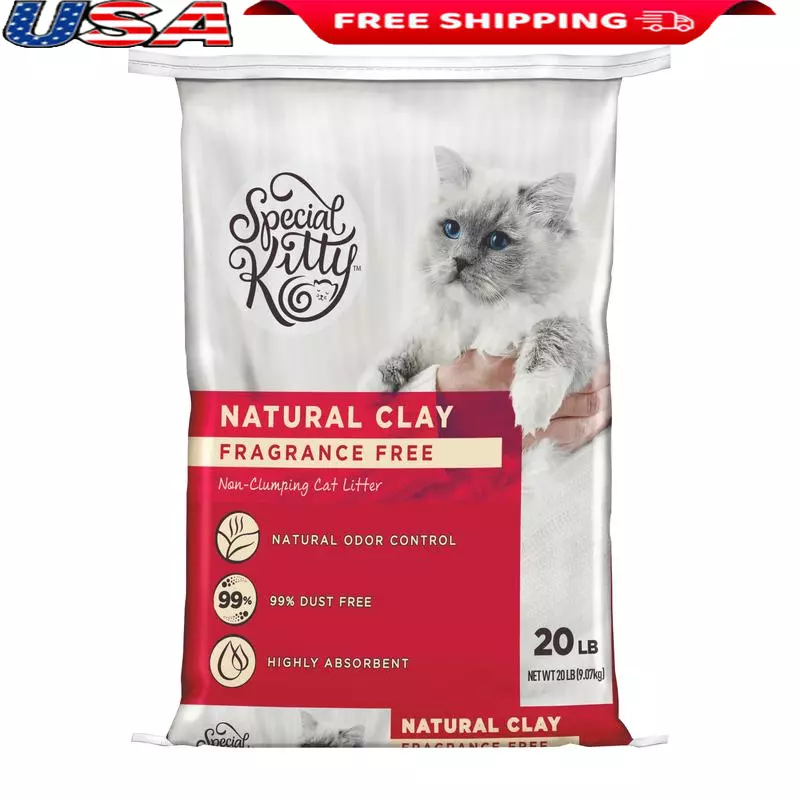 Natural Cat Litter Non Clumping Unscented Clay Odor Control 99 Dust Free 20lbs