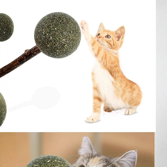 Natural Catnip Ball Lollipop Matatabi Chew Stick Interactive Cat Toy Silvervine Teething-Treats for Indoor Cats DentalCare Valentines Day Easter Gifts for Pets E