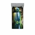thumbnail image 1 of Natural Cave Bedding Set with Sheet & Covers, Mountain Sky View from the Grotto Viatnemese Tam Coc Park Myst Nature Photo, Printed Bedroom Decor 2 Shams, 4 Sizes, Multicolor, by Ambesonne, 1 of 3
