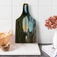 thumbnail image 1 of Natural Cave Cutting Board, Horizon View from Mossy Invisible Big Grotto by the Sea up Rocks Photo, Decorative Tempered Glass Cutting and Serving Board, Wine Bottle Shape, Green Blue, by Ambesonne, 1 of 5
