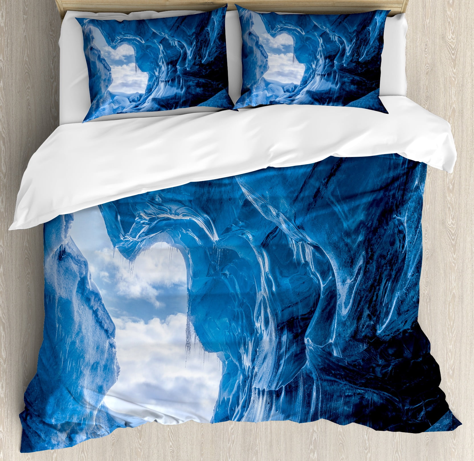 Natural Cave Duvet Cover Set, Glacier Frozen Chilled Den in Iceland ...