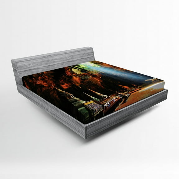 Ambesonne Colorful Fitted Sheet, Tham Khao Luang Cave, Full Size, Multicolor