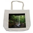 thumbnail image 1 of Natural Cave Shopping Bag, Still Waterfall in the Forest in Northern Alabama Habitat Ecosystem Scenery, Eco-Friendly Reusable Bag for Groceries Beach and More, 15.5" X 14.5", Cream, by Ambesonne, 1 of 2