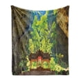 thumbnail image 1 of Natural Cave Soft Flannel Fleece Blanket, Latent Pavilion in Between the Cliffs Discovery of Faith in the Nature Picture, Cozy Plush for Indoor and Outdoor Use, 50" x 70", Multicolor, by Ambesonne, 1 of 5