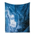 thumbnail image 1 of Natural Cave Soft Flannel Fleece Throw Blanket, Glacier Frozen Chilled Den in Iceland Natural Odd Forms Nordic Scandinavian Image, Cozy Plush for Indoor and Outdoor Use, 70" x 90", Blue, by Ambesonne, 1 of 5
