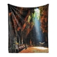 thumbnail image 1 of Natural Cave Soft Flannel Fleece Throw Blanket, Sunbeam in Cave Building Tham Khao Luang near Phetchaburi Thailand, Cozy Plush for Indoor and Outdoor Use, 60" x 80", Multicolor, by Ambesonne, 1 of 5