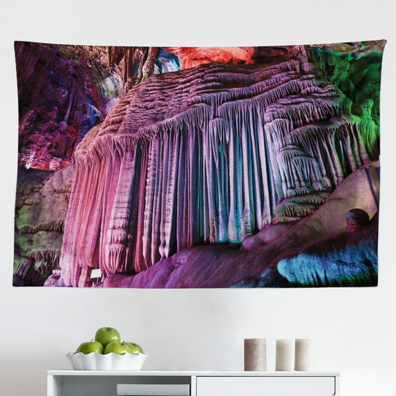 Natural Cave Tapestry, Buried Den Eroded River Earth Underground Passage to The Surface Exit Photo, Fabric Wall Hanging Decor for Bedroom Living Room Dorm, 2 Sizes, Grey, by Ambesonne