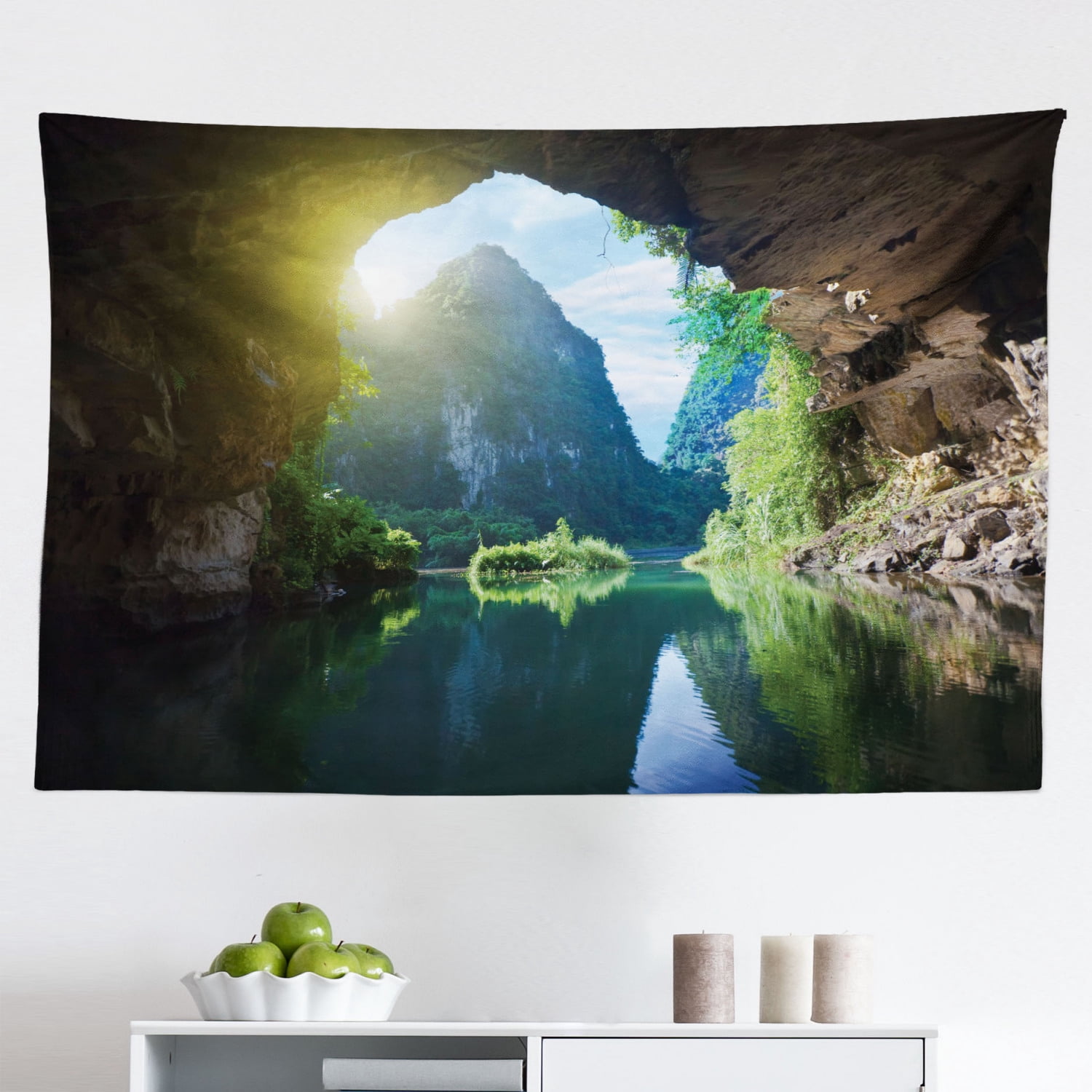 Natural Cave Tapestry, Still Waterfall in The Forest in Northern ...