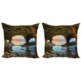 thumbnail image 1 of Ambesonne Nature Throw Pillow Cover 2 Pack, Big Grotto by the Sea, 16", Green Blue, 1 of 5