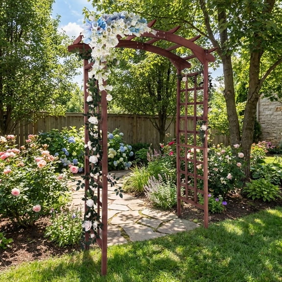 Natural Cedar Arch Garden Arbor, 160*21*216cm, Rot-Resistant, for Climbing Plants, Oka