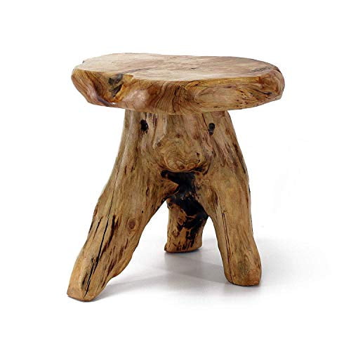 Natural Cedar Stump Stool, 14-Inch Live Edge Side Table for Plant Display, Rustic Nightstand or Accent Table for Living Room, Bedroom, Patio and Garden Decor