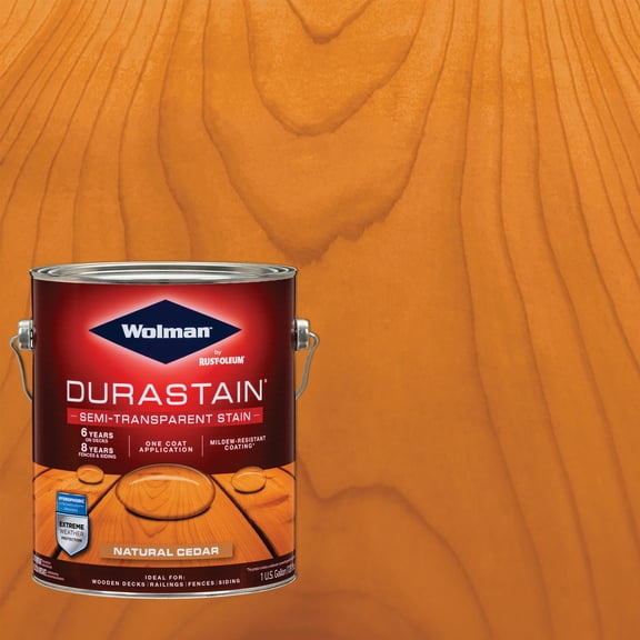 4 Pack, Natural Cedar, Wolman DuraStain Satin Semi-Transparent Stain- Gallon