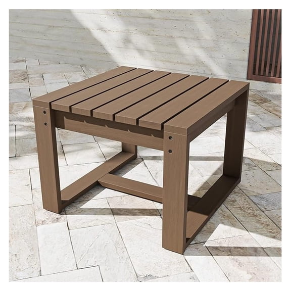 Natural Cedar Wood Slat Patio Table, Outdoor Square Side Table for Deck, Pool, Balcony, Indoor or Outdoor Use, Brownish