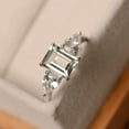 thumbnail image 1 of Natural Certifed 925 Sterling Silver Emerald Cut Green amethyst statement ring Wedding Ring Woman Gift For Her, 1 of 3