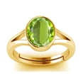 thumbnail image 1 of Natural Certifed 925 Sterling Silver Gold Plated Green Peridot Gemstone Ring Woman And Men, 1 of 3