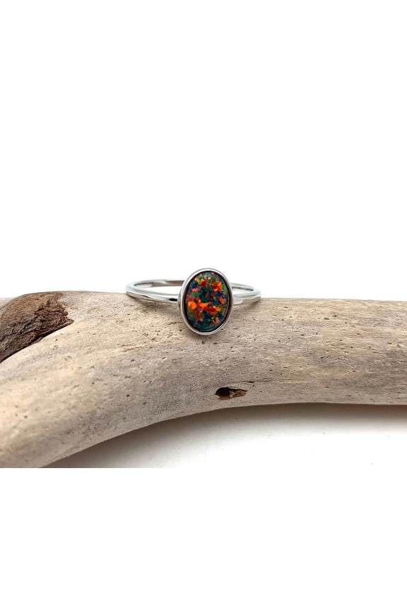 Natural Certifed Black Opal Gemstone Ring For Men's And Womans Birthstone Ring
