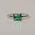 thumbnail image 1 of Natural Certifed Green Emerald Gemstone Ring 925 Sterling Silver Ring May Birthstone Ring Princess Cut Ring, 1 of 3