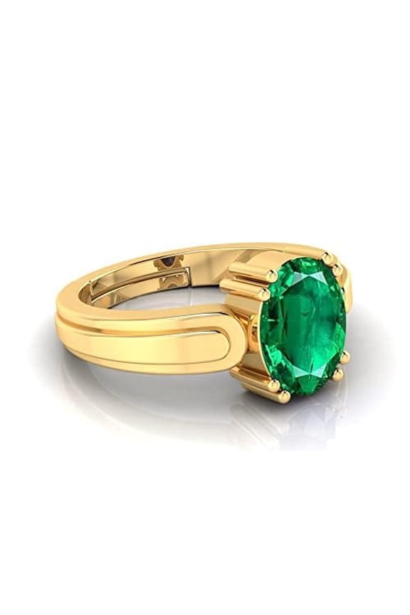 Oval Cut Emerald Ring , Elegant Green Gemstone Adjustable Ring, Handmade Emerald Astrology Ring for Men's & Women
