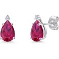 thumbnail image 1 of Natural Certifed Red Ruby Round gemstone Stud Earring Woman Wedding Gift, 1 of 2