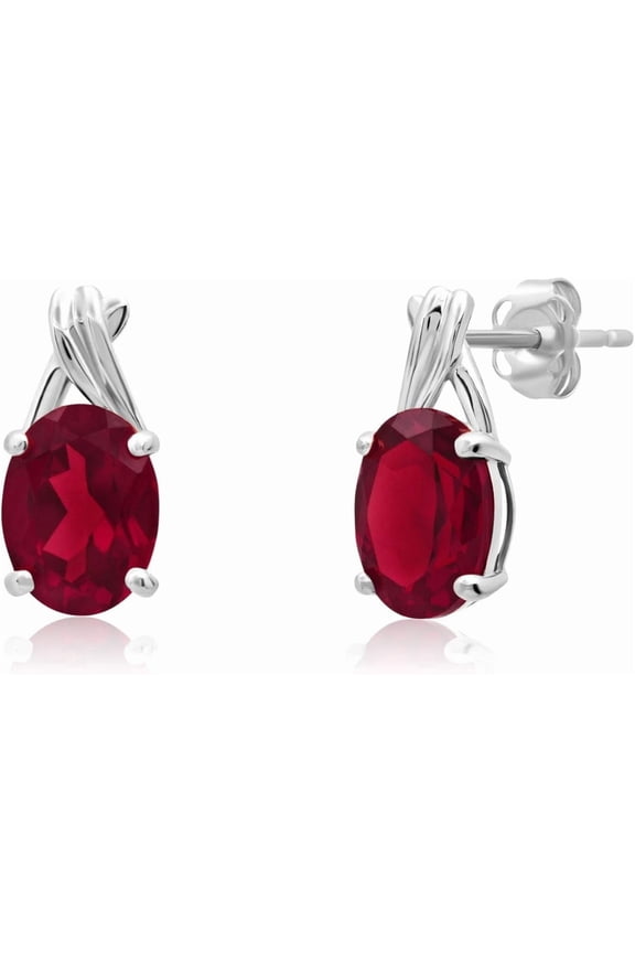 Natural Certifed Red Ruby gemstone Stud Earring Woman Wedding Enegagment gift Earring